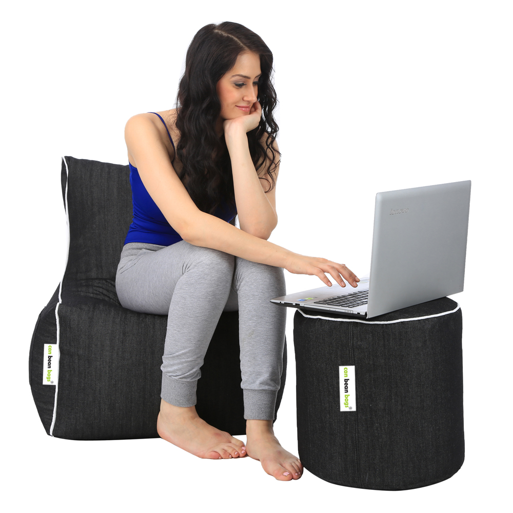 Can bean bags Classic XXXL Denim Arm Bean Chair With Footstool